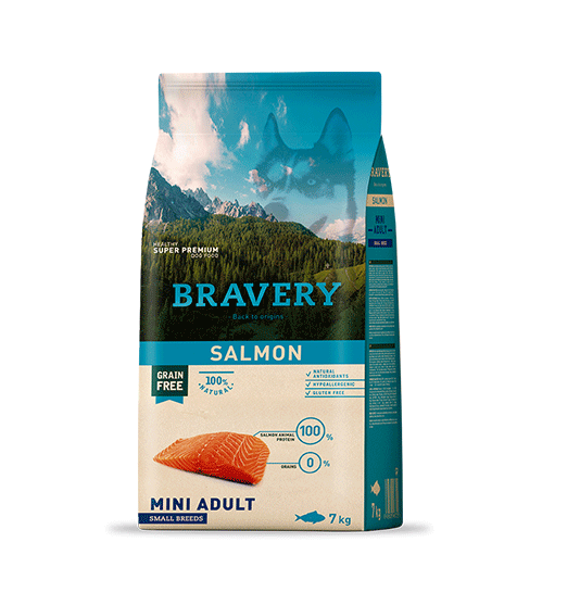 🐟💪 Bravery Mini Adult de Salmón 7 kg, para mascotas ¡Pequeñas pero poderosas! 🐾🔥