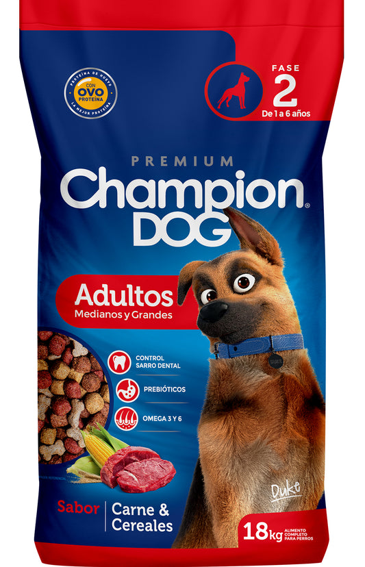 ¡Champion Dog sabor Carne y Cereales 18 kg: Fuerza, Sabor y Rendimiento !