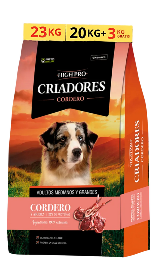 🥩 High Pro Cordero 23 kg – ¡Energía de criador, sabor que enloquece! 🐶🔥