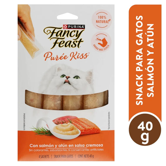 ¡Churu Fancy Feast! 🐾 Salmón & Atún en crema... ¡placer felino al máximo! 🐟🎉