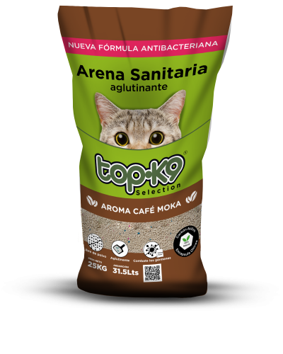 "Arena Top K9 25 kg Café Moca – Control de Olores con Aroma Exclusivo"